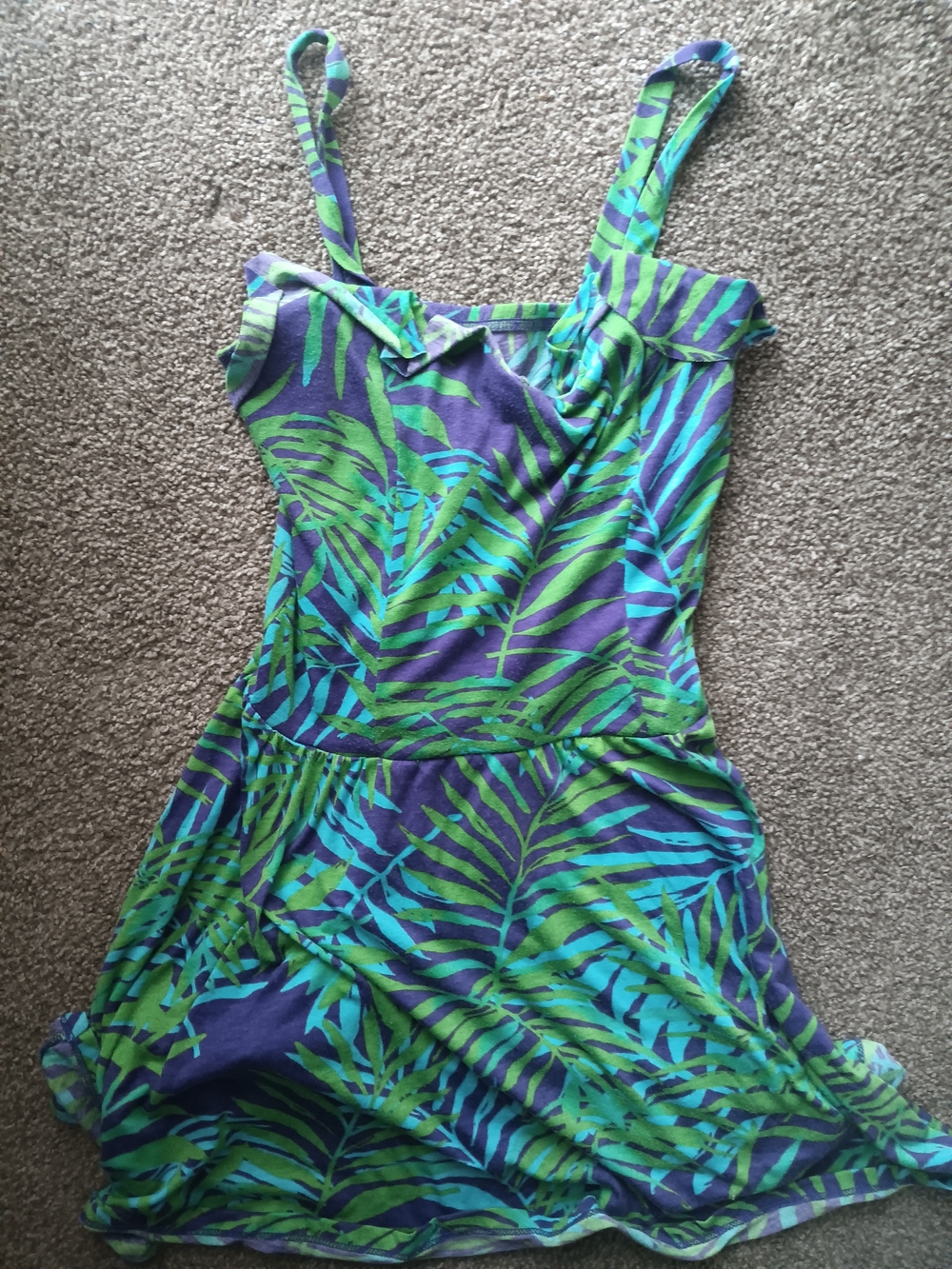 Tropical Leaf Print Sundress - Green & Teal Arizona Jean Co Medium M